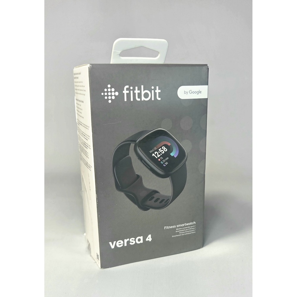 Fitbit Versa 4 40mm Black Aluminum Case Silicone Band 4GB iOS/Android. Open Box